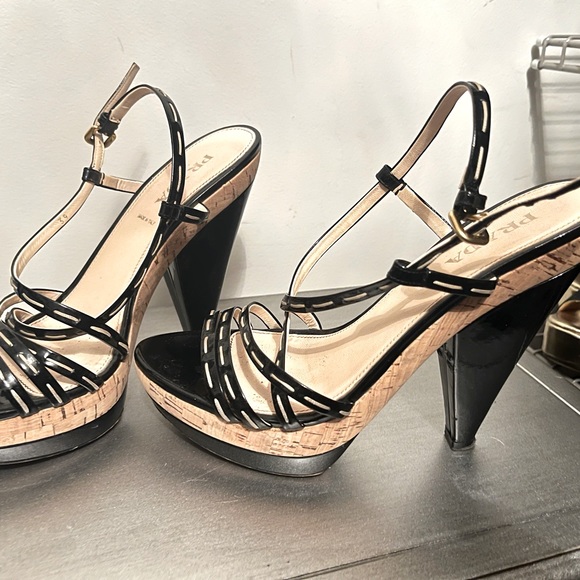 Authentic PRADA Black Patent Leather Sandals - Picture 2 of 5